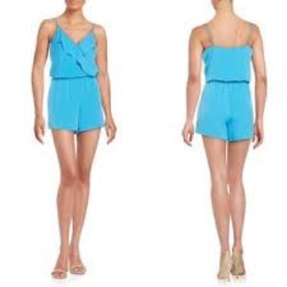 1 State Turquoise Spaghetti Strap Romper W/Pockets
